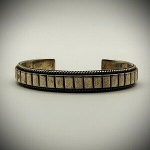 Artie Yellowhorse HC Heavy Sterling Silver Textured Cuff Bracelet